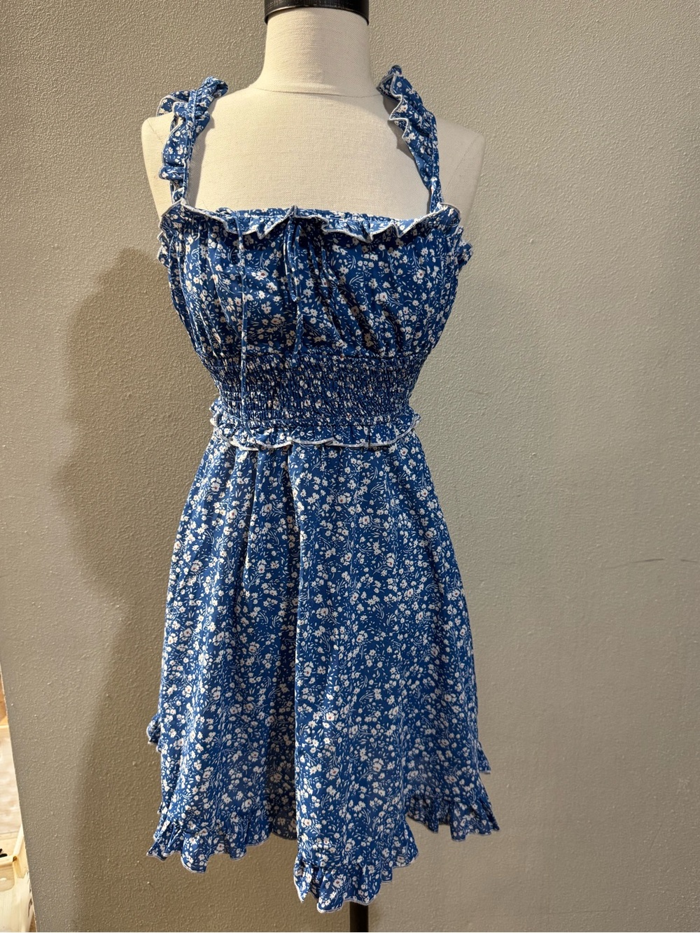 Hello Molly Blue Floral Ruffle Dress